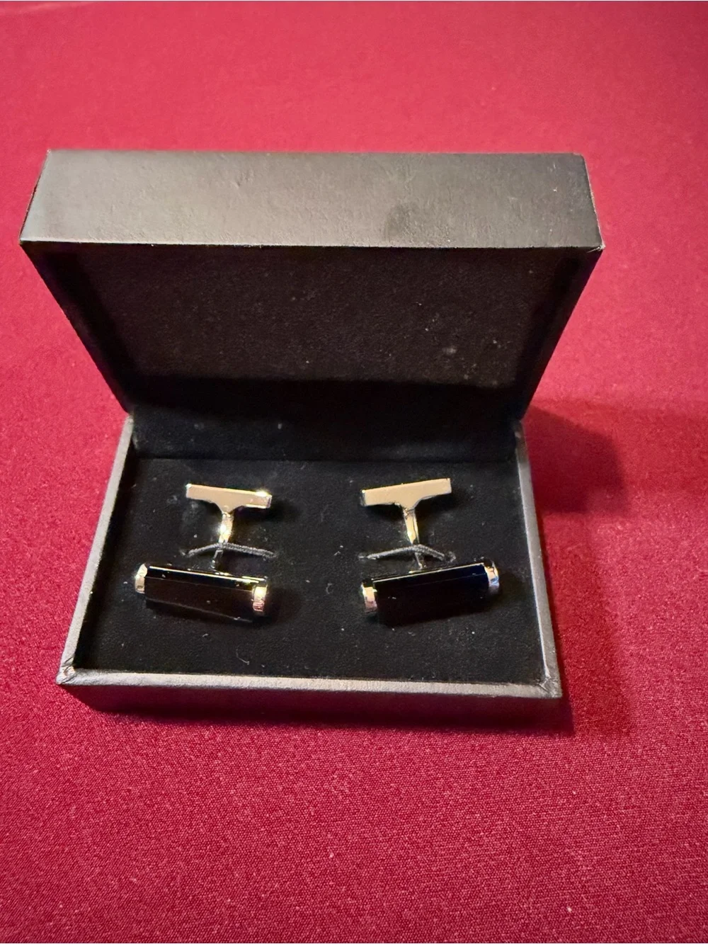Hugo Boss Black and Silver Rectangular Bar Cufflinks